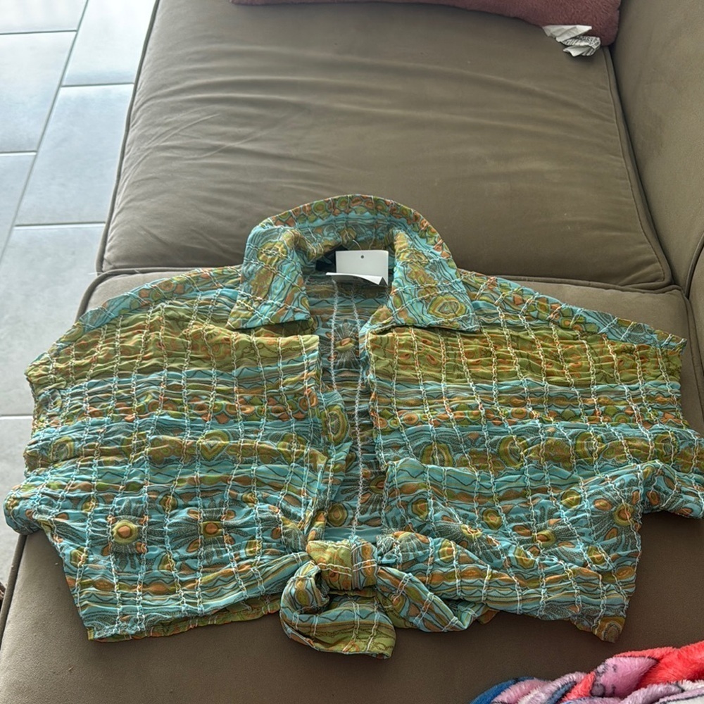 Colorful Striped Tie-Up Blouse